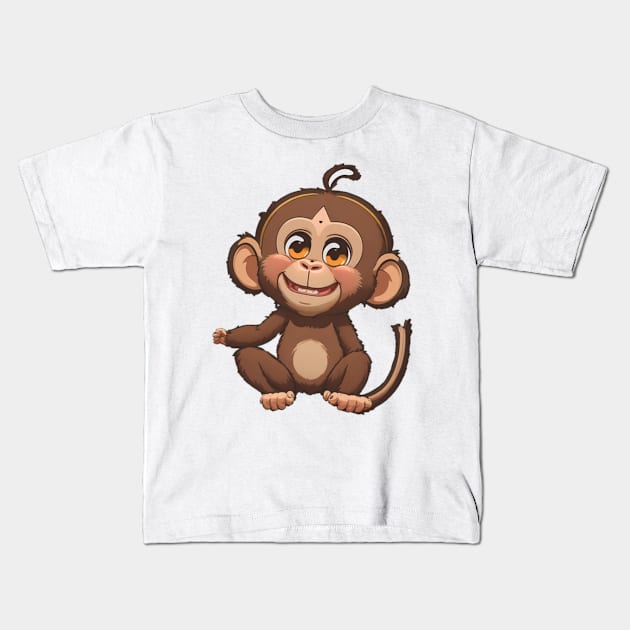 cute monkey ilustrator Kids T-Shirt by Ardins